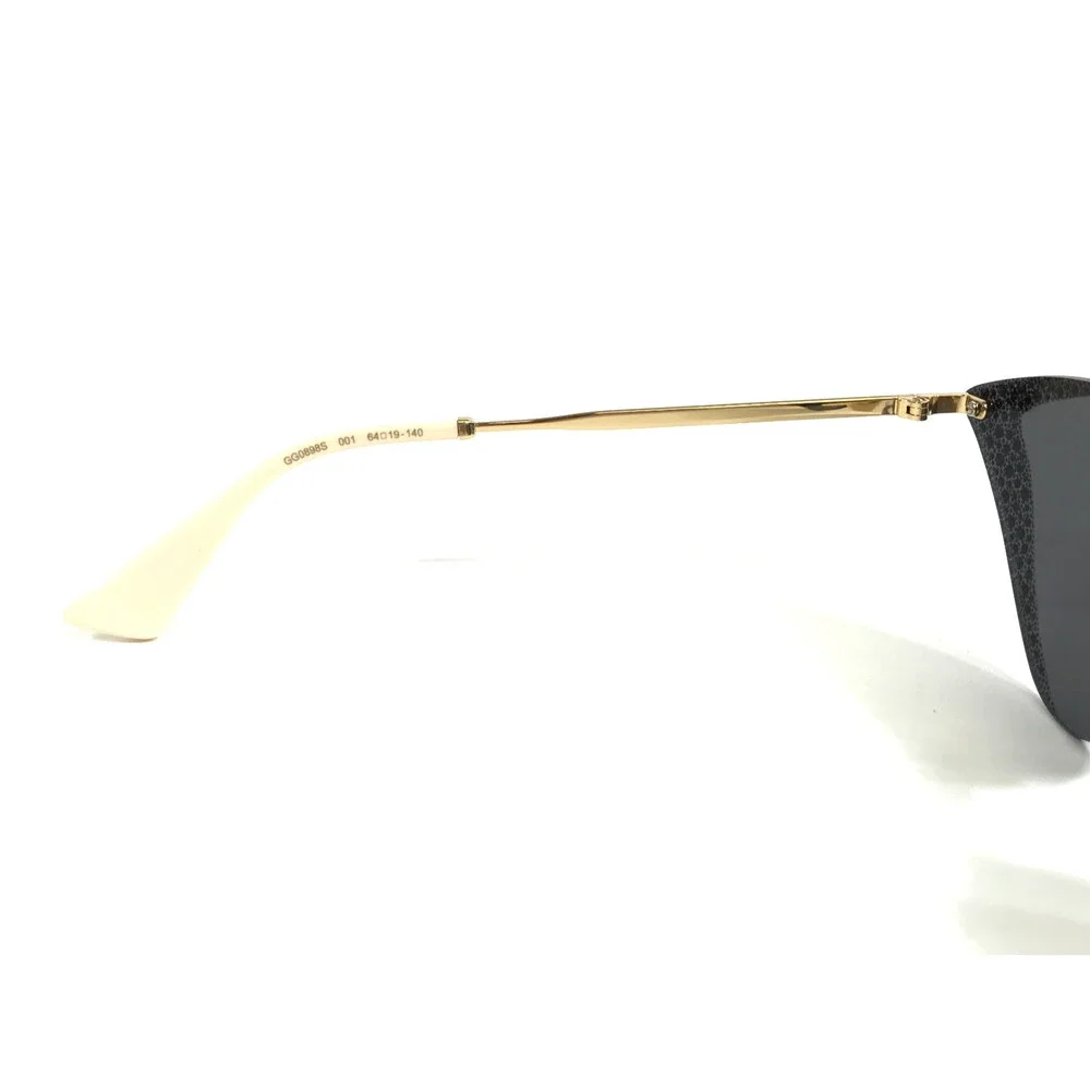 Gucci Sunglasses GG0898S 001 Gold Cat Eye Crystal Frames with Gray Lenses
